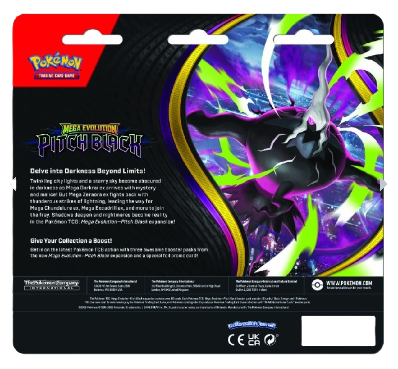 Pokemon TCG: Mega Evolution Pitch Black 3-pack blister - D12 generic display