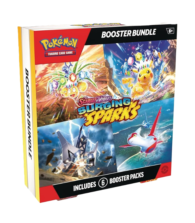 Pokémon Trading Card Game booster bundle packaging with colorful artwork and text.