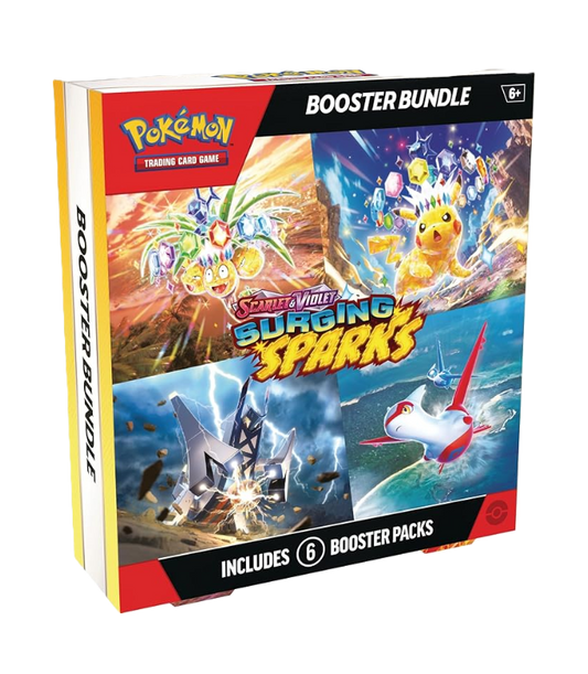 Pokémon Trading Card Game booster bundle packaging with colorful artwork and text.