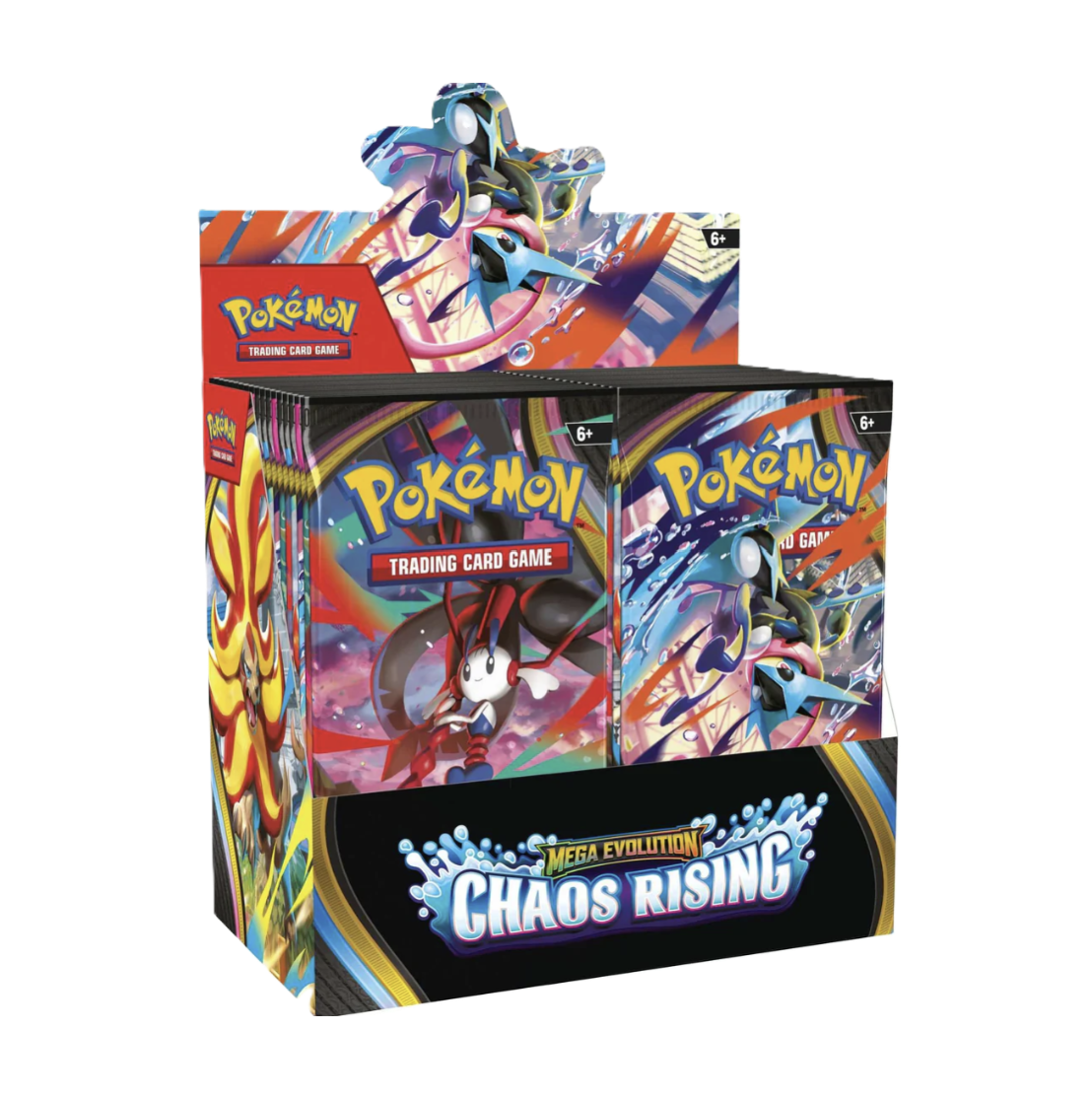 Pokémon Trading Card Game Mega Evolution Chaos Rising packaging on a white background